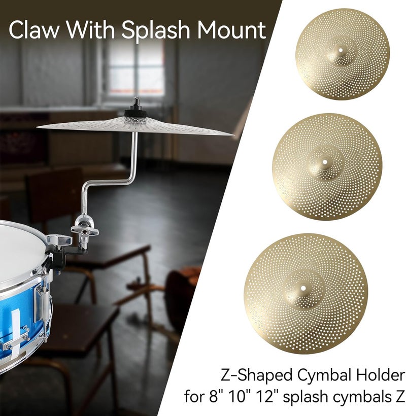 RANMING Cymbal Clamps Arm Drum Hoop Mount Cymbal Clamp for Snare Drums and Toms Drum Set Clamp with Z Splash Drum Hoop,Extension Mount for 8-12in Cymbals Cymbal Mounted Holder Percussion Accessories - Image 4